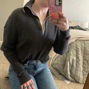 Grey Waffle Knit Long Sleeve